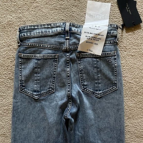 NWT Rag & Bone Nina High-Rise Button Fly Skinny Jeans in Farrow - Picture 7 of 8